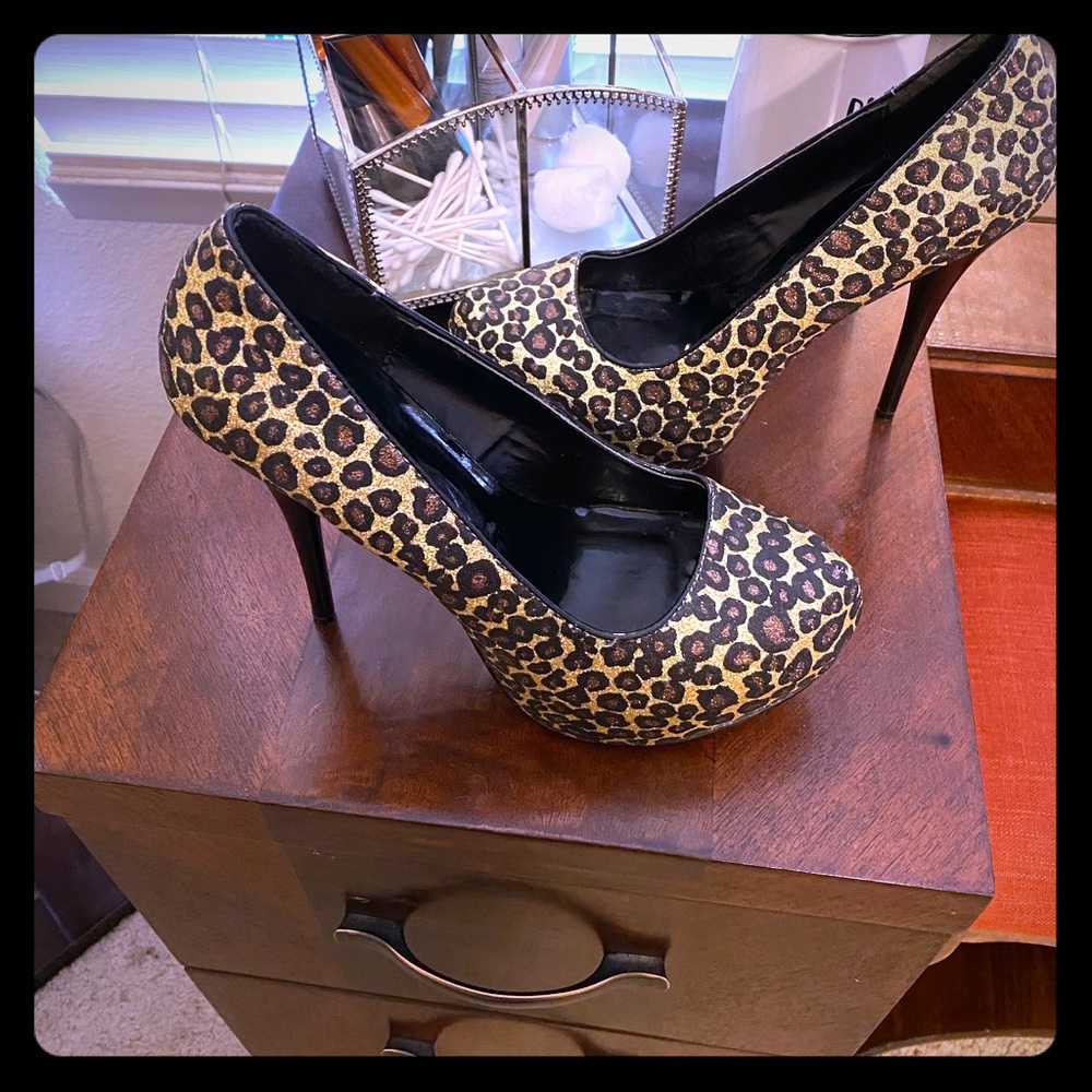 Sparkly leopard stilettos